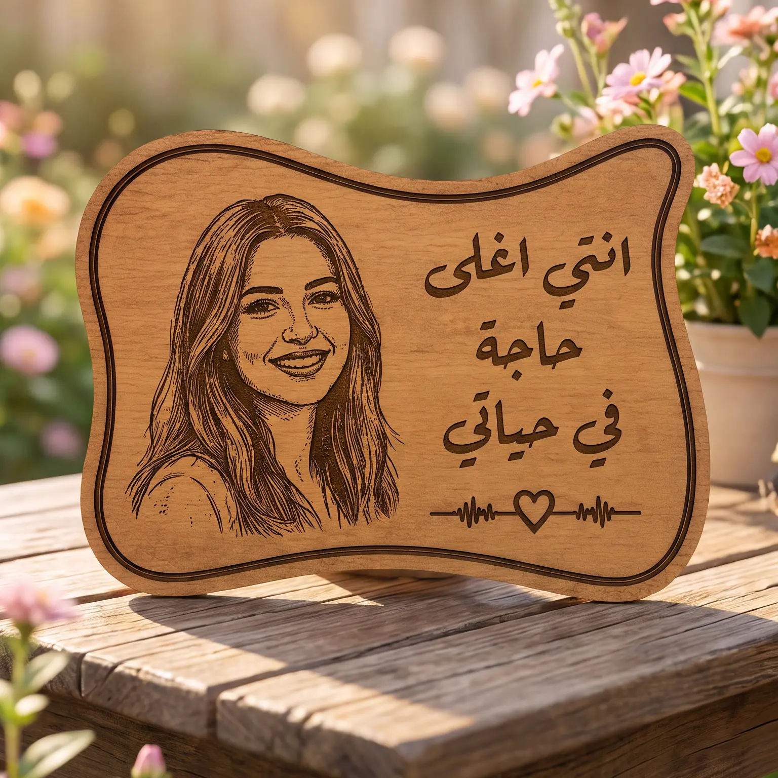Love message - لوحة خشب محفورة بصورة ورسالة