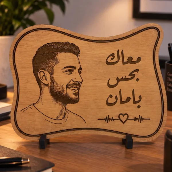 Love message - لوحة خشب محفورة بصورة ورسالة